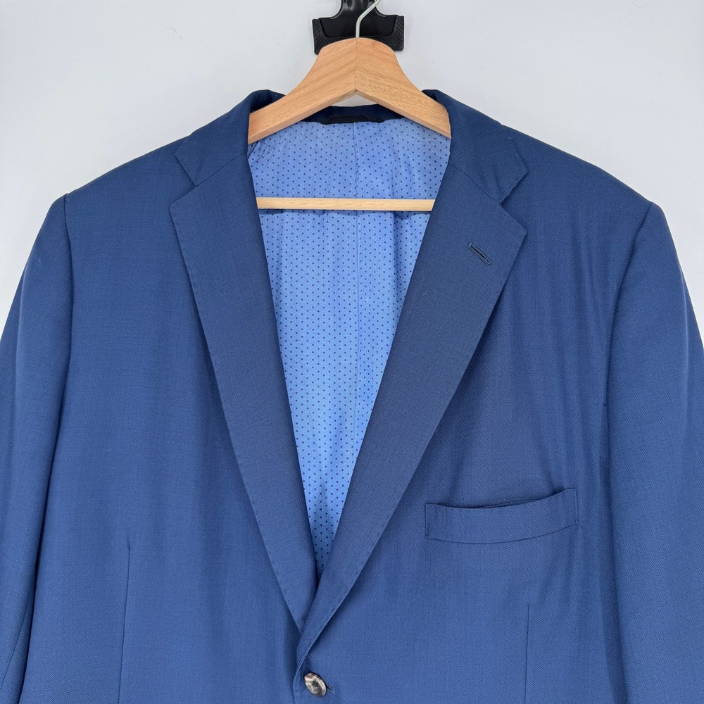 Navy Blue 2 Piece Suit Mens 44R 40W Two Button Business Professional Classic - Picture 3 of 16